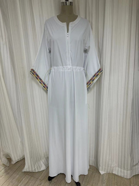 Swimwear dress Dr2302as-Ethnic style White Long