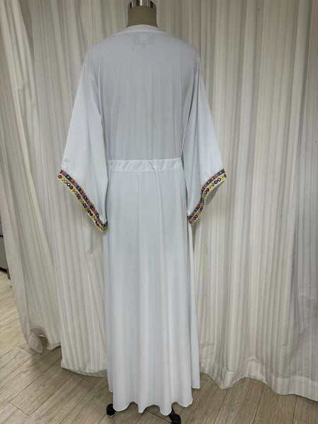 Swimwear dress Dr2302as-Ethnic style White Long