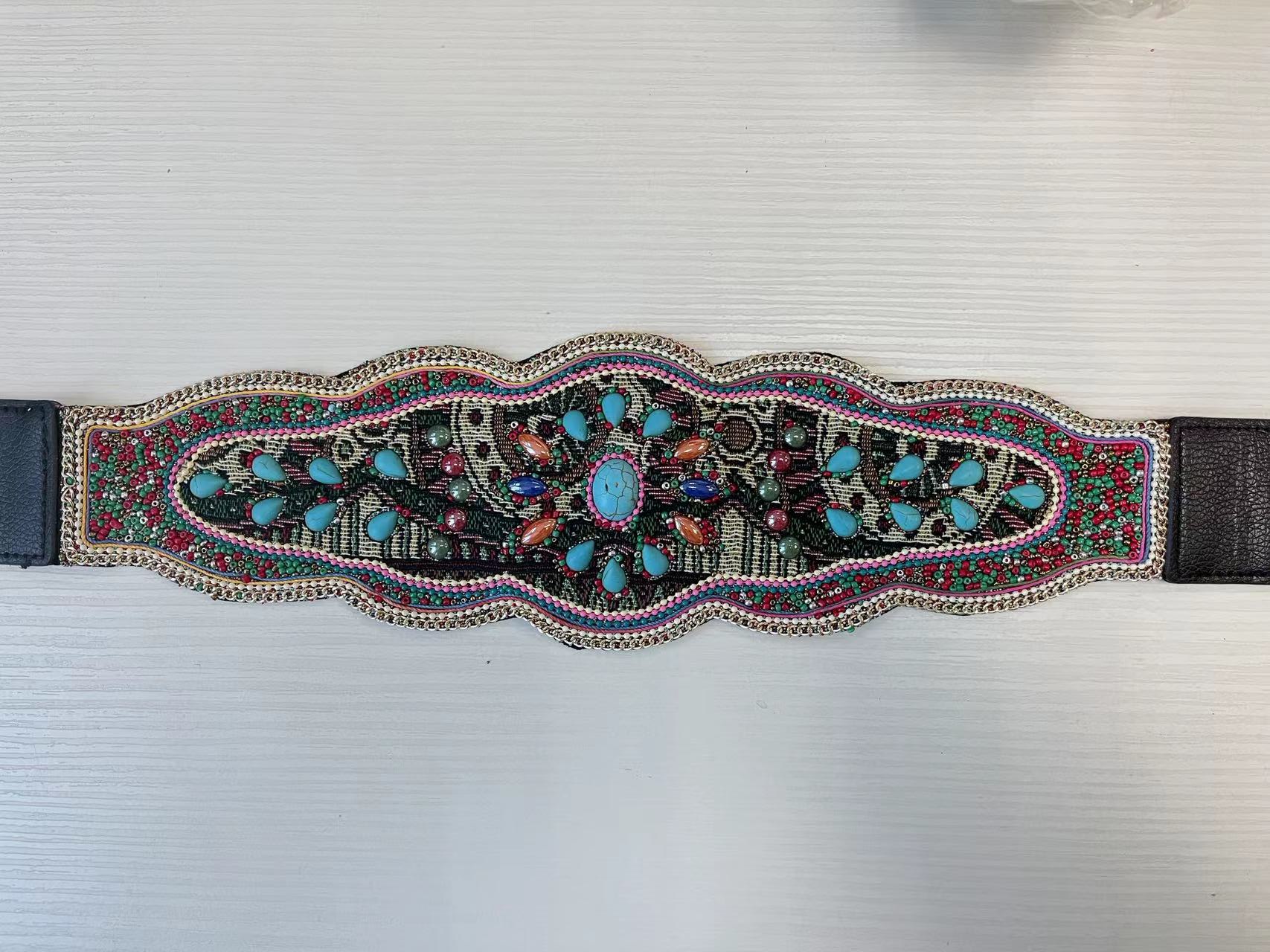 Wide belt with colorful beads LPRBE2211- Black