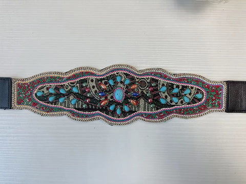 Wide belt with colorful beads LPRBE2211- Black