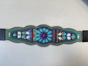 Wide belt with colorful beads LPRBE2212- Turquoise