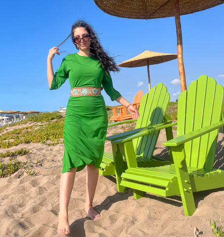 Swimsuit - Dress D2051S Grass green #72 with drape