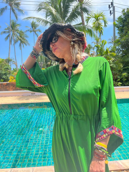 Swimwear dress Dr2302as-Ethnic style Green 72 Long