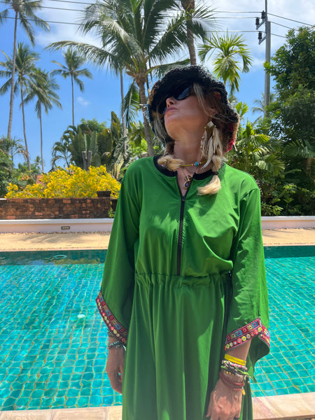 Swimwear dress Dr2302as-Ethnic style Green 72 Long