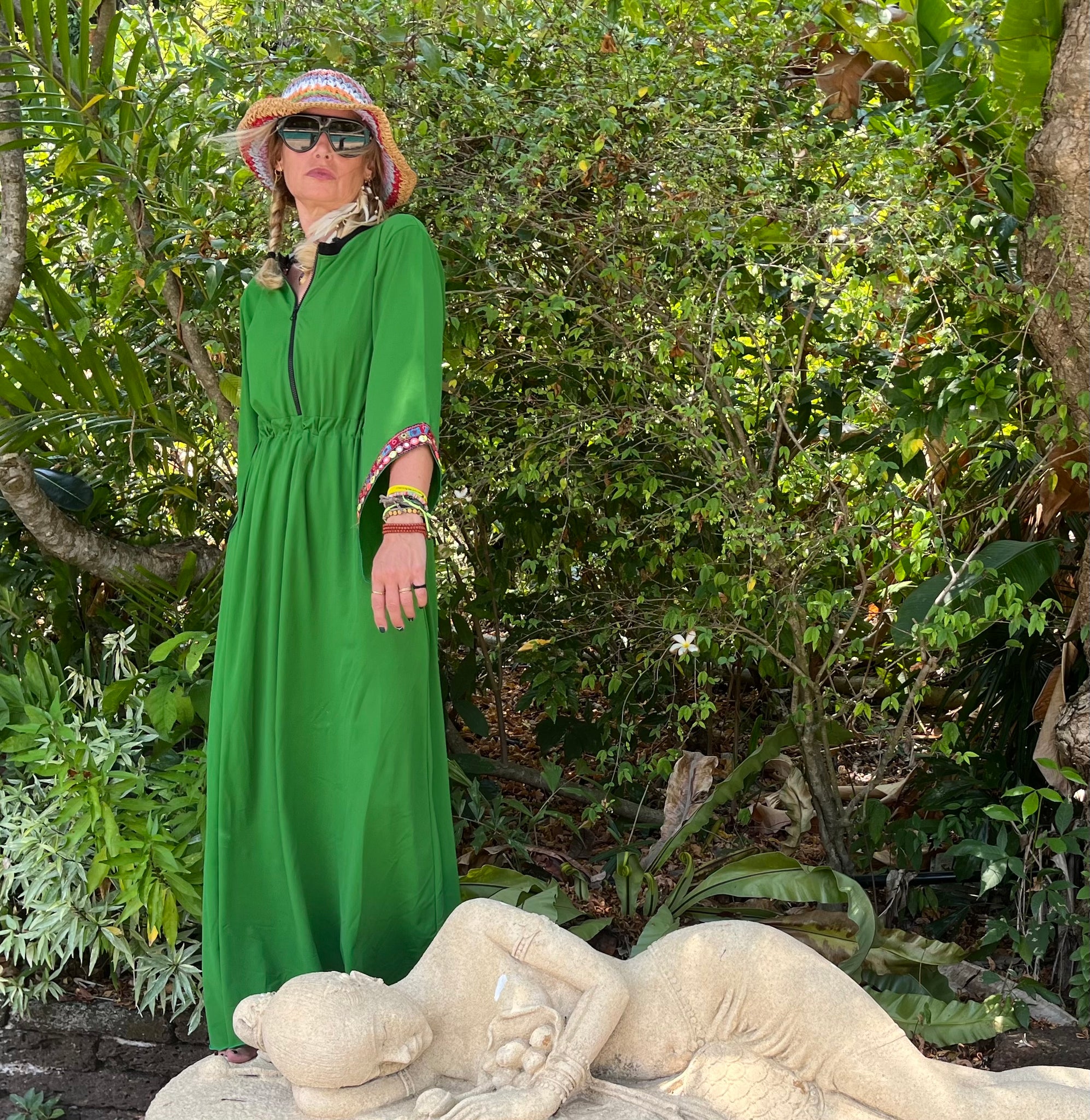 Swimwear dress Dr2302as-Ethnic style Green 72 Long