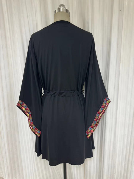 Swimwear dress Dr2302cs-Ethnic style - Black short length