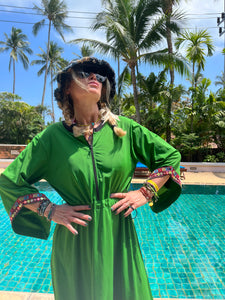 Swimwear dress Dr2302bs-Ethnic style - Green 72 short length