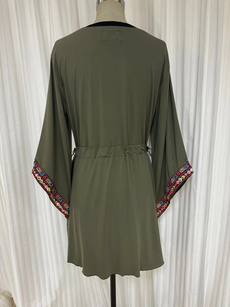 Swimwear dress Dr2302bs-Ethnic style - Kaki short length