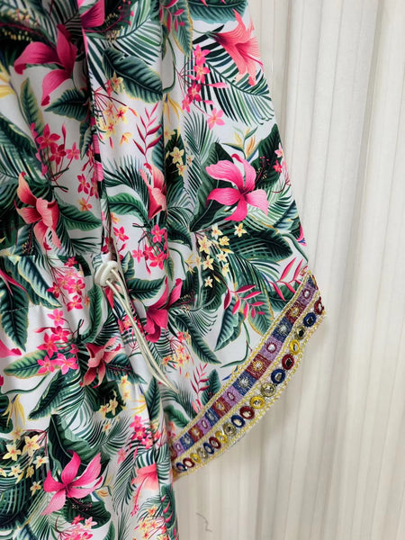 Swimwear dress Dr2302cs-Ethnic style - whleaves Medium