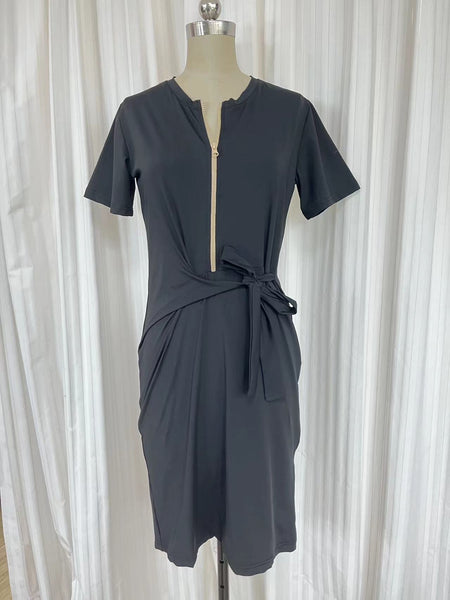 Swimsuit DR2308BS -Wrapped dress with zip- Black
