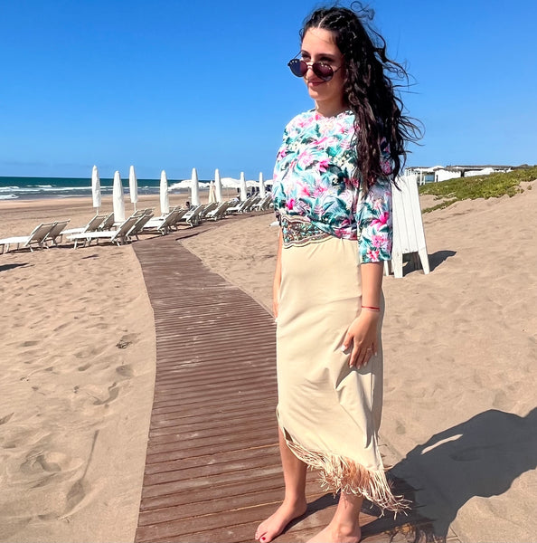 Swimsuit - SK2302S skirt - Greige