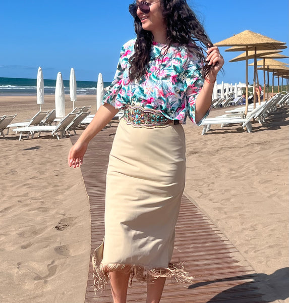 Swimsuit - SK2302S skirt - Greige