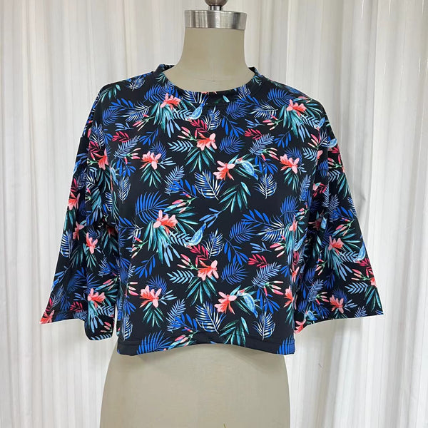 Swimsuit - Cropped Tshirt TS2001S -Bkleaves
