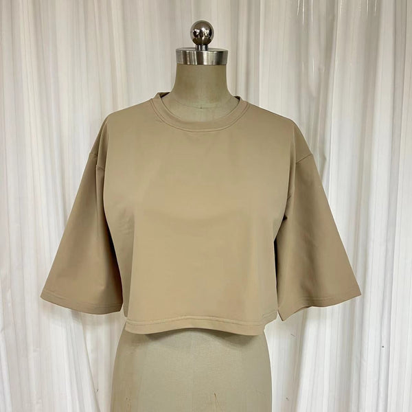 Swimsuit - Cropped Tshirt TS2001S -Greige