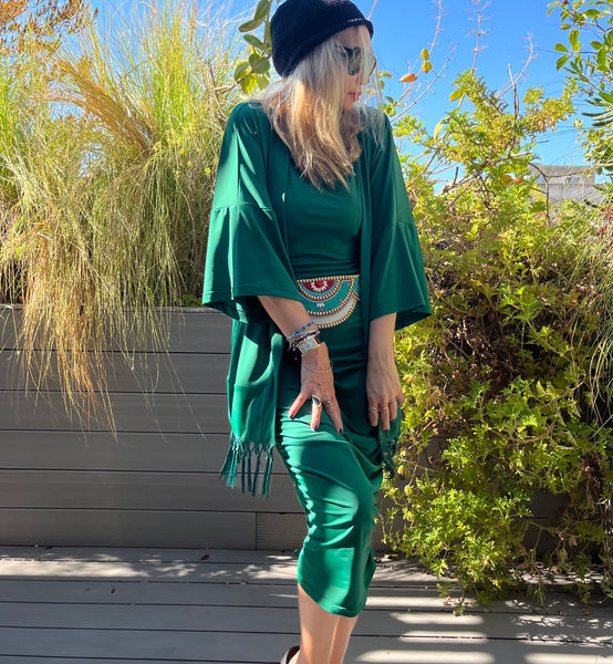  Robe maillot D2202S à bretelles - Vert foncé