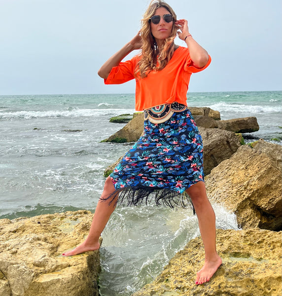 Swimsuit - SK2302S skirt - Bkleaves