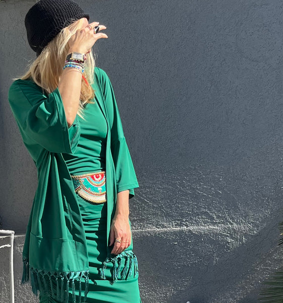 Swimsuit - Cardigan Kimono Car2203S - Dark green #70