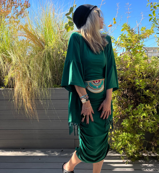  Robe maillot D2202S à bretelles - Vert foncé