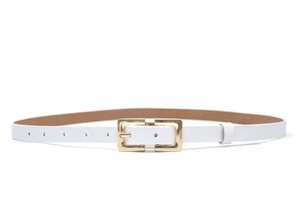 Thin leather belt LPRBE2201- White