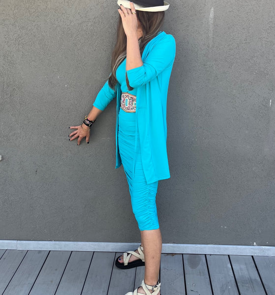 Swimsuit - D2202S Dress with straps - TURQUOISE