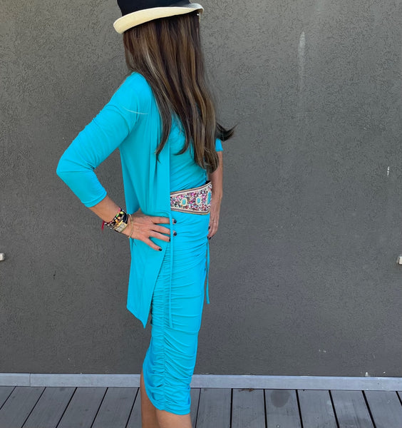 Swimsuit - D2202S Dress with straps - TURQUOISE