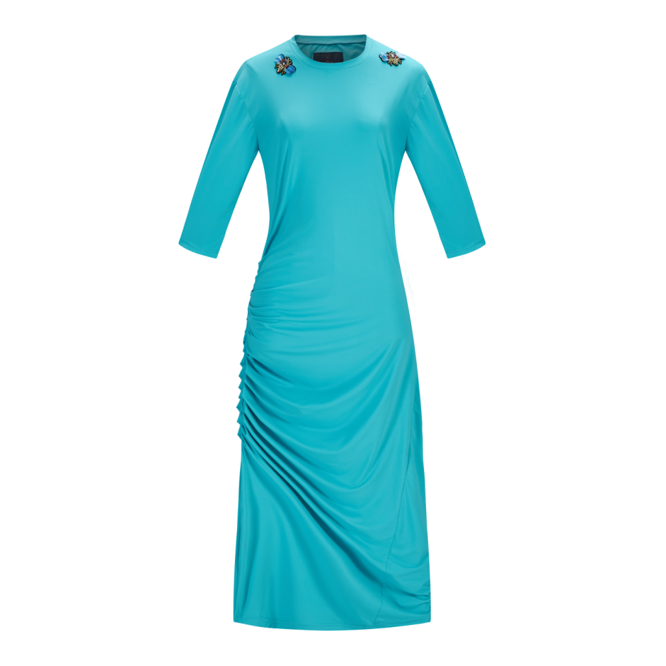 Nouveau!!! Robe maillot D2051S turquoise avec broderies