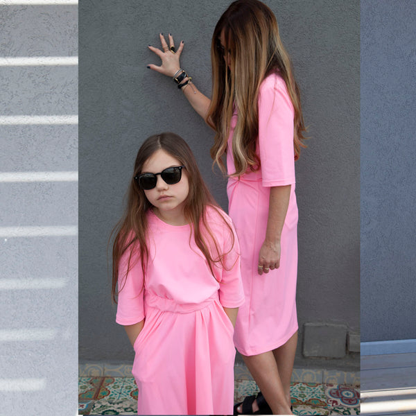 SS22 Robe maillot #D2015S avec drapé - rose 
