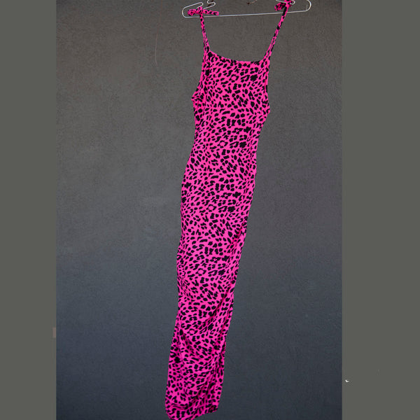 Swimsuit - D2202S Dress with straps and cheetah print
