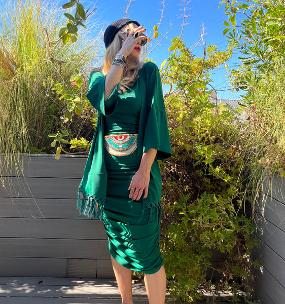  Robe maillot D2202S à bretelles - Vert foncé