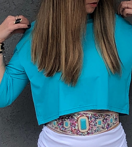 Wide belt with colorful beads LPRBE2207- Multi Pink/turquoise