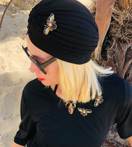 NEW IN! Headwrap with embroidered bee