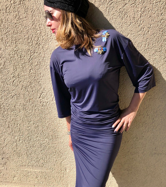 Swimsuit - navy Dress D2051S with embroidery details