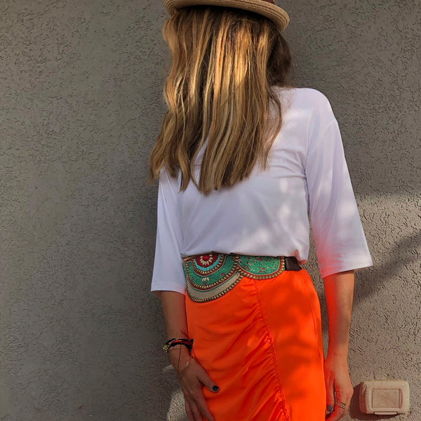 Jupe maillot SK2151S à drapés - orange