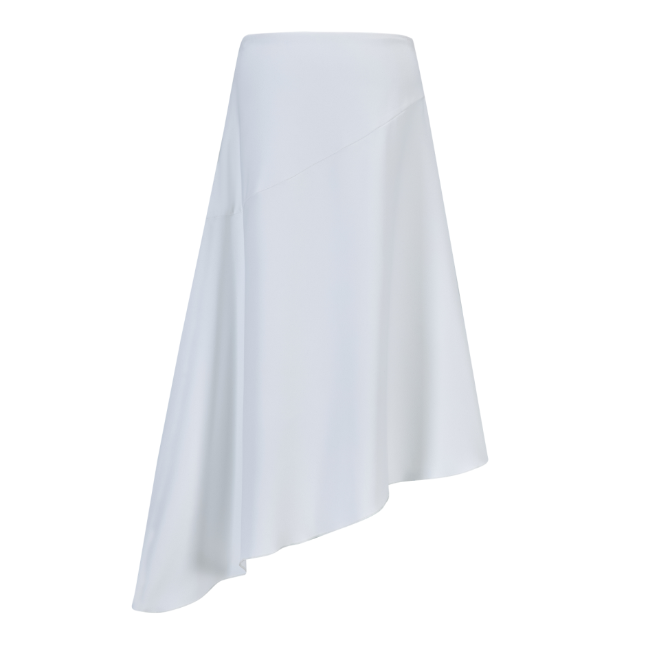Skirt LPRSK2155CRE - White- midi length-Polyester crepe