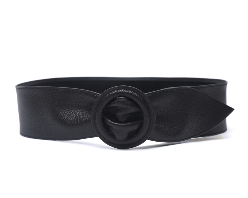 Wide leather belt LPRBE2202- Black