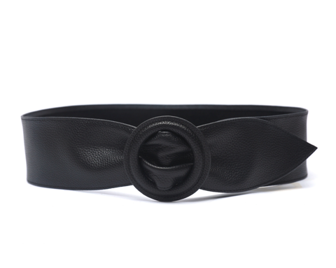 Wide leather belt LPRBE2202- Black