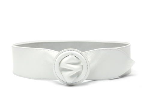 Wide leather belt LPRBE2202- White