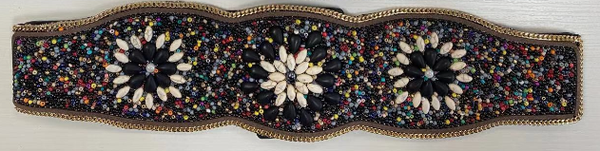 Wide belt with colorful beads LPRBE2208- Black