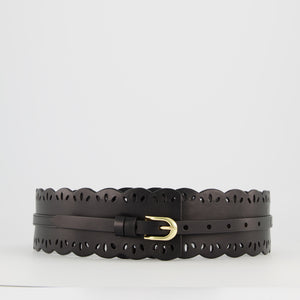 Ceinture large en cuir noir avec jolie découpe. @KbyKrisalys