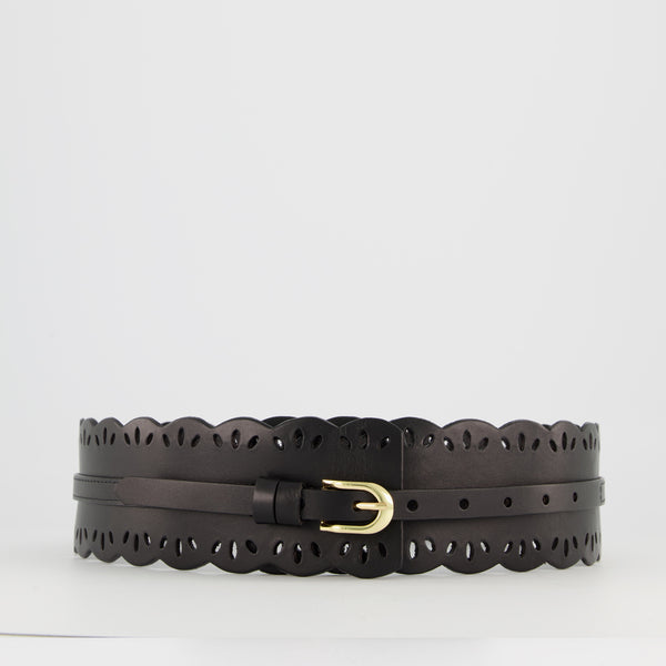 Ceinture large en cuir noir avec jolie découpe. @KbyKrisalys