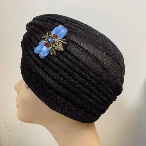 NEW IN! Headwrap with beads blue bee