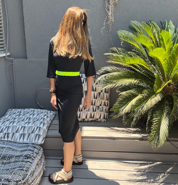 Swimsuit - Black dress D2051S with elasticated belt
