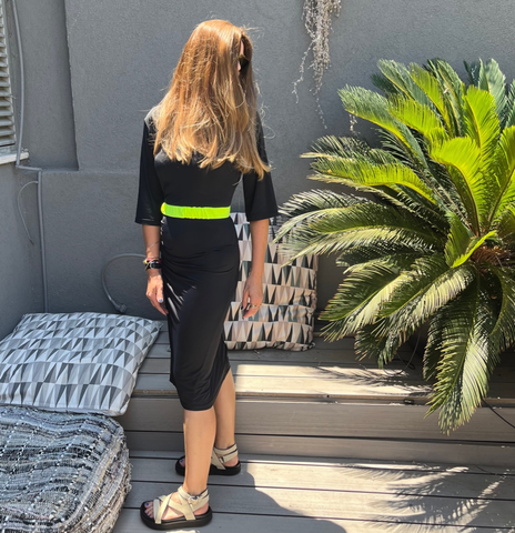 Swimsuit - Black dress D2051S with elasticated belt