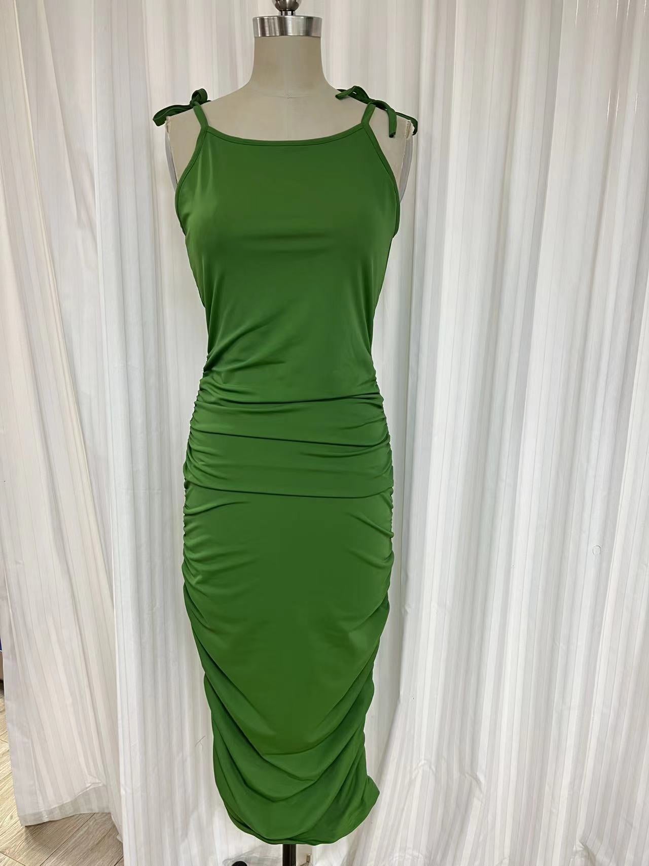 Swimsuit - D2201S Dress with straps - Grass green #72 - ankle length