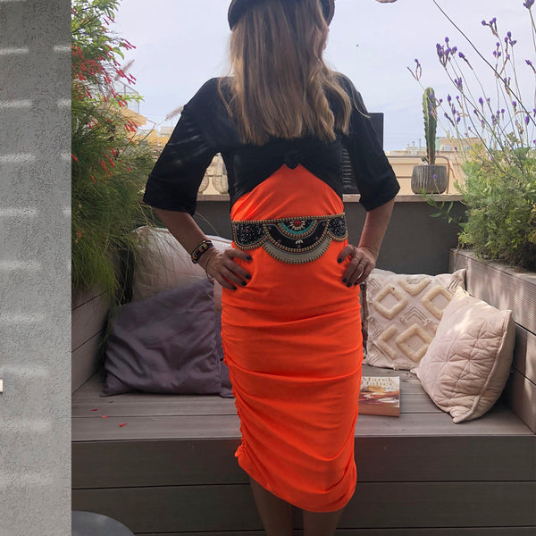  Robe maillot D2202S à bretelles - orange