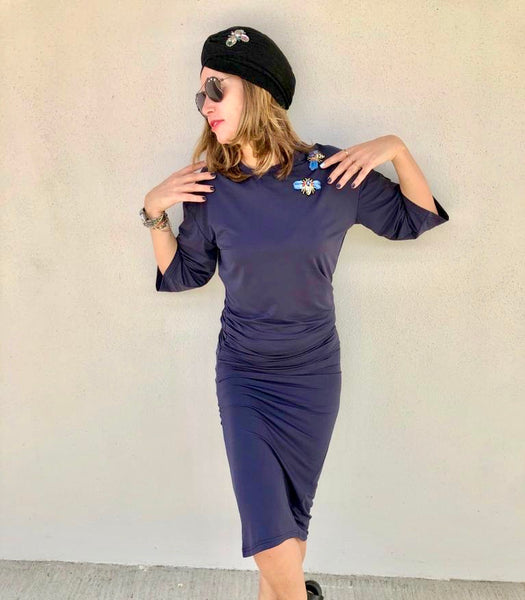Swimsuit - navy Dress D2051S with embroidery details