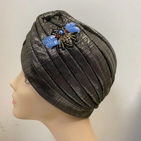 NEW IN! Headwrap with beads blue bee